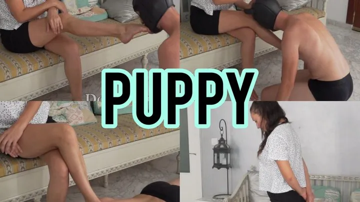 Domina Ghalia trains Axel as her puppy