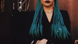 Green hair classy outfit smoke