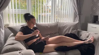 Smoking while relaxing on the sofa
