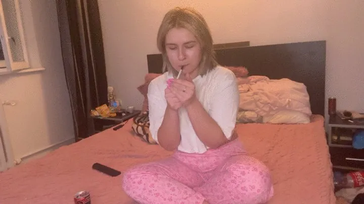 Chilling while farting and smoking in pijamas