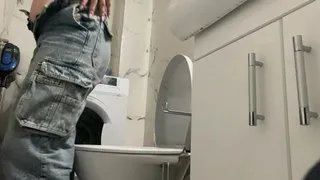 Huge ass blonde girl toilet dumping