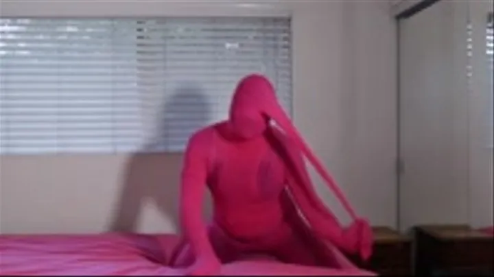 Pink Nylon Encasement layered over Black Spandex Zentai