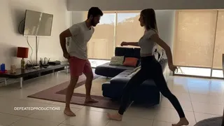 Ainsley Ballbusting in Yoga Pants