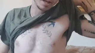 Tatted blond twunk cumming and dirty talking