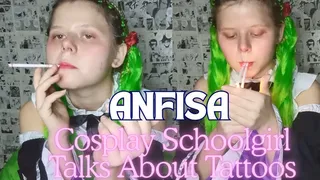 Cosplay Schoolgirl Talks About Tattoos