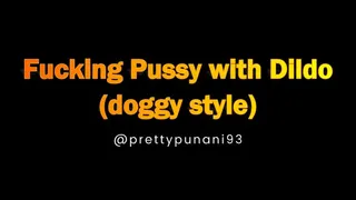 Fucking Pussy with Dildo Doggystyle