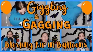 Giggling and Gagging Blowing Air in Balloons