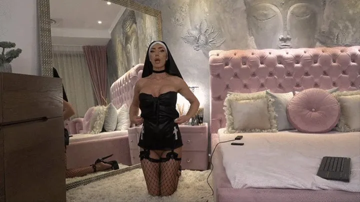 Naughty NUN praying for the holy monster cock