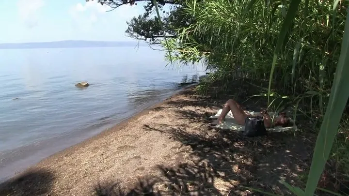 Beautiful lake fuck on the beach