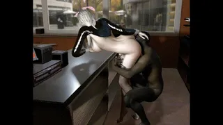 Black Nylon Bunny Girl Sex with BBC in Restaurant