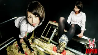 Yua Hidaka's Elegant Food Crush : Decadent Destruction by Black Stockings and High Heels