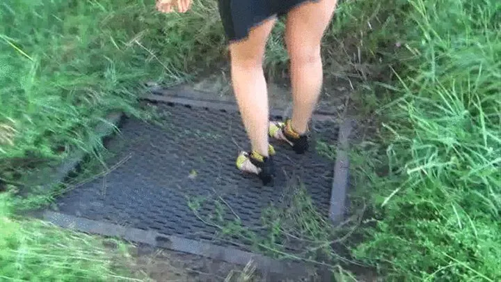 Getting your heels stuck in a metal grate