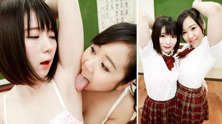 Sweaty School Uniform: Mio and Karin's Intense Armpit Licking Encounter!