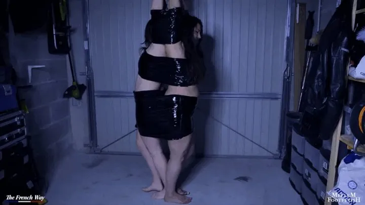 Two women tied up in the garage - TICKLING - TICKLING ARMPITS - BELLY BUTTON FETISH - BONDAGE - CLASSIC TICKLING