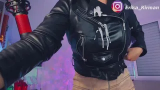 Leather jacket ASMR show