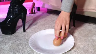 crush eggs with my boots
