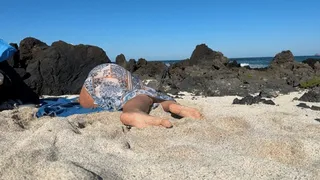 Caught fingering pussy girl on public beach