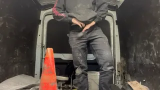 FTM construction worker pees in a bucket
