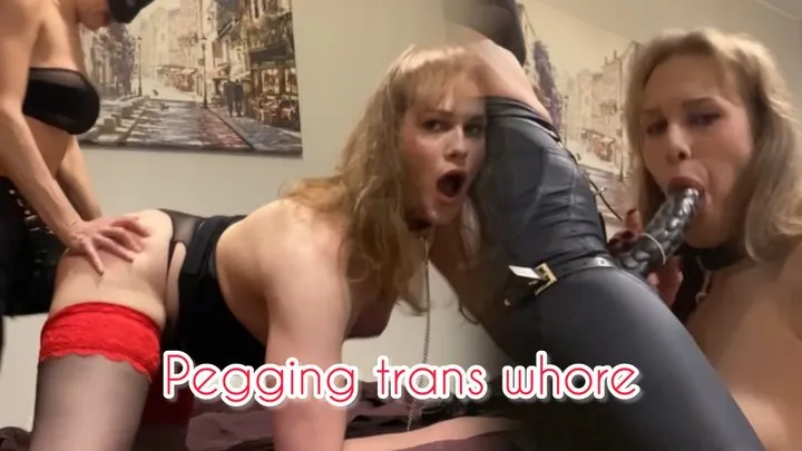 Pegging Queen: Extreme pegging date with slutty transgender whore