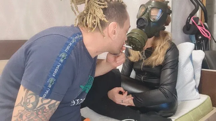 gas mask fetish, smoking, fucking