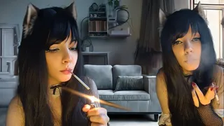 Goth Maid smoking for youWu