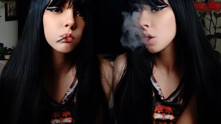 Cute Goth Girl Smoking in your house