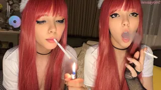 Redhead alt girl smoking for youWu