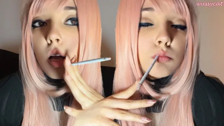 Cute Egirl Smoking slim cigarette