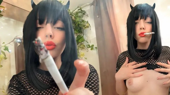 POV Ashtray Red Lipstick Devil Girlfriend Smoking