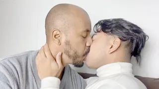 AN INTERRACIAL COUPLE WITH INTENSE AND DEEP KISSES - BY JAMAL SANGENT AND KOBAYASHI - CLIP 4