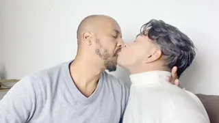 AN INTERRACIAL COUPLE WITH INTENSE AND DEEP KISSES - BY JAMAL SANGENT AND KOBAYASHI - CLIP 1