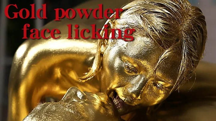 Gold powder face licking Ena Haruhi