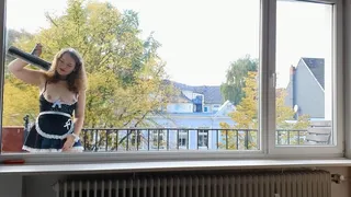Good Slutty Maid Cleans Her Doms Windows And Is Fucked As Reward