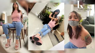 Luana Really Needs a Home Insurance: Simona Tricks Her into Duct Tape Bondage (Roleplay, Duct Tape Bondage, High Heels, Tight Jeans, TankTop, WrapGag, Straight Hair, Struggling, Escape)