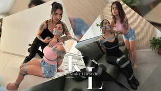 Luana Finds a Way to Save Simona: Mara's Help (Sequel, Duct Tape Bondage, Mouth Stuffing, WrapGag, TapeGag, Jean Shorts, Tanktop, Barefoot, Boots, Struggling, Roleplay)