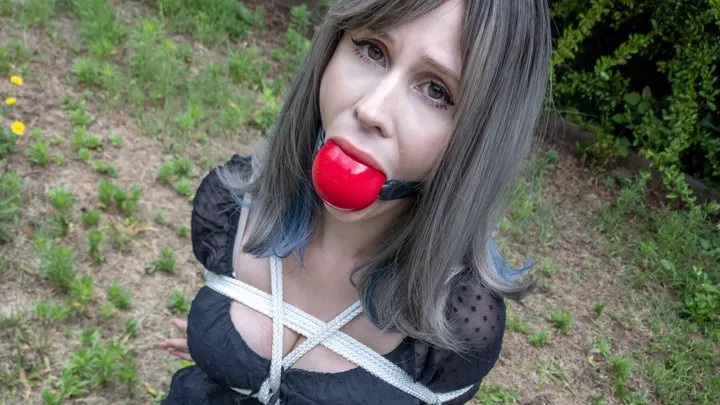 Pinkieneko - Gagged in the Park with a Huge Ballgag