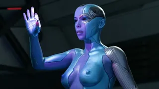 Cyborg babe Nebula enhances sex with the most powerful infinity stone