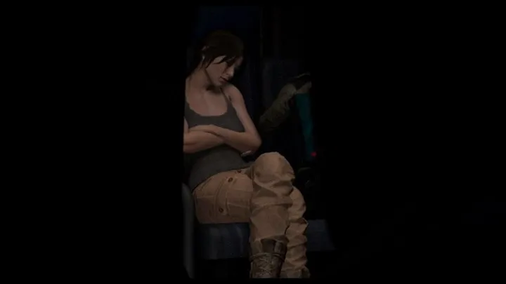 Lara Croft has a lesbian 3some on public train with a hentai schoolgirl