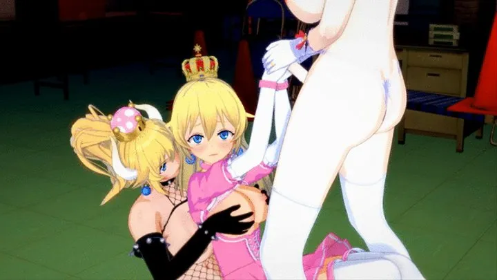 Futa Booette and Bowsette double fuck Princess Peach