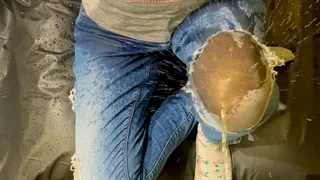 (POV) Drenched again in lots of pee in her jeans and leggings ( + wetlook shower ) (artwork without audio)