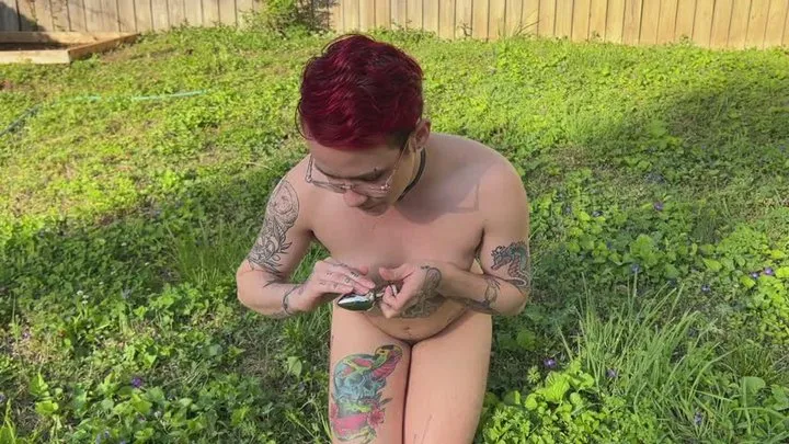 Squirting with a Big Butt Plug while Dirty Talking in my Backyard