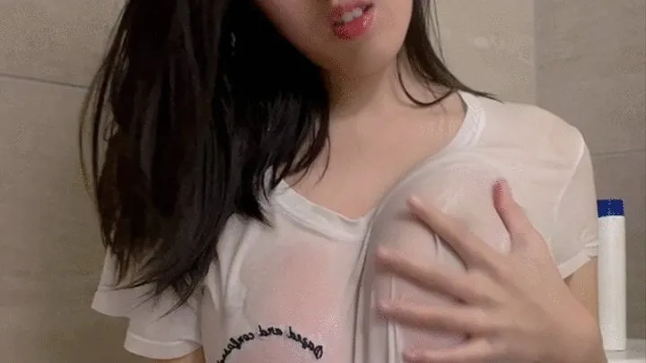 Asian Babe With Wet T-Shirt
