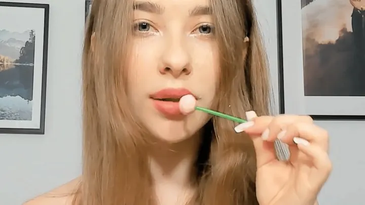 Sensual play with lollipop