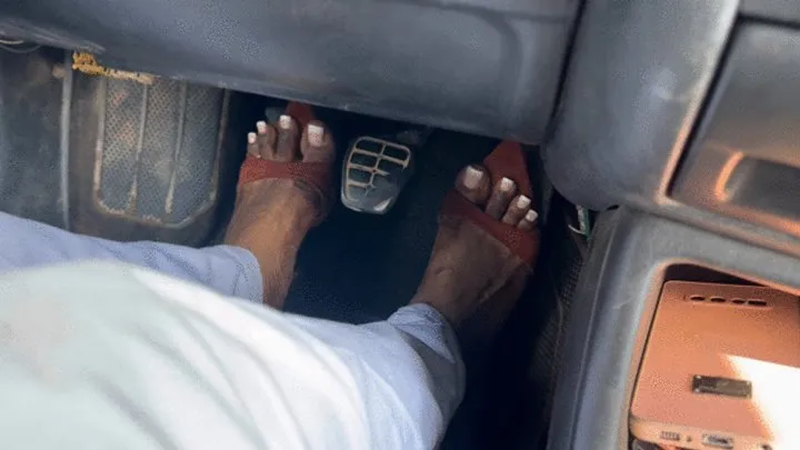 Brake Failing NIGHTMARE In Brown Open-Toe Stilettos!