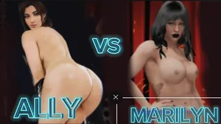 ALLY VS MARILYN NUDWRESTLING