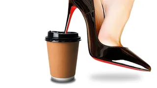 Close-up of crush high heels dominating over tumblers