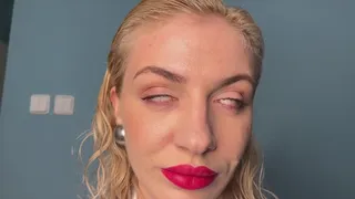 Sexy blonde rolls her eyes