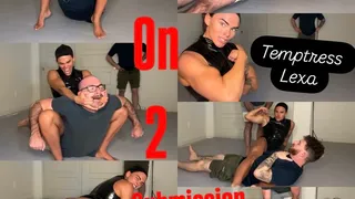 Gym Meatheads 1 on 2 Femdom Wrestling Smackdown: Camel Clutch, Boston Crab & Headscissor Challenge