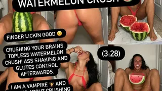 Watermelon Leg Crushing - Scissorhold Topless Femdom Fruit Crushing