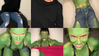 She Hulk Transformation #1: Ultimate Growling Growth, Fetish, Most Muscular, Jacked Women, Grunting, Growling, Cosplay, Body Paint Costume